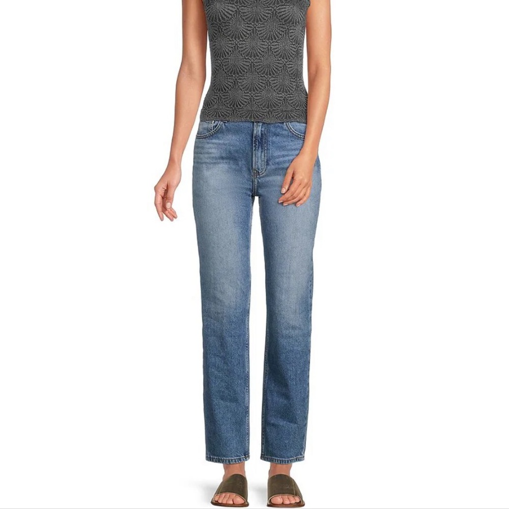 NWOT We The Free By Free People High Rise Straight Leg Jeans Size 35 Color Blue